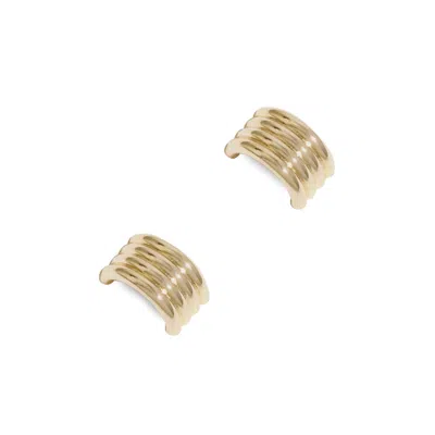 Drae Collection Women's Ribbed Rectangle Studs Gold