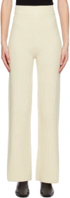 Drae Off-white Ribbed Lounge Pants In White