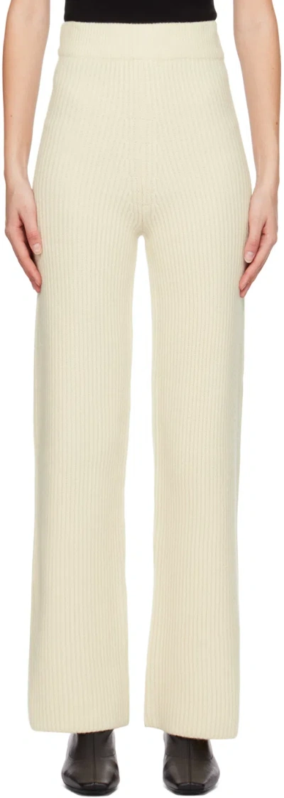 Drae Off-white Ribbed Lounge Pants