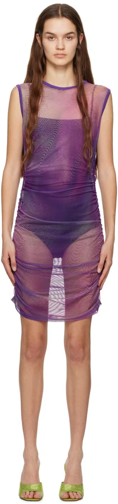 Drae Purple Glitch Print Minidress
