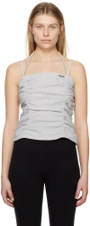 Drae Silver Halter Tank Top In Silver