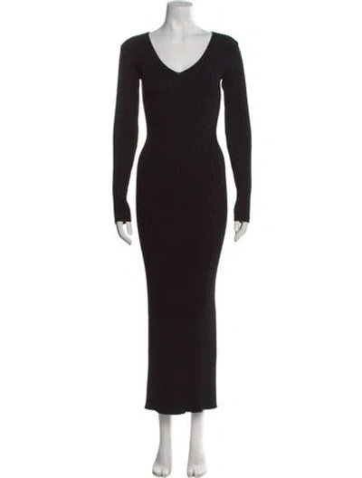 Pre-owned Drae V-neck Long Dress W/ Tags In Black
