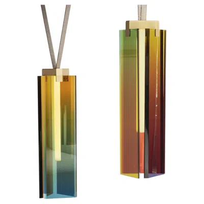Pre-owned Draga & Aurel Caramel Pendant Lamp H 100 Cm By Draga&aurel, Resin, Brass And Led, 21st Century In Brown