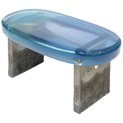 Pre-owned Draga & Aurel Golia Bench By Draga&aurel Concrete Resin And Brass, 21st Century In Blue