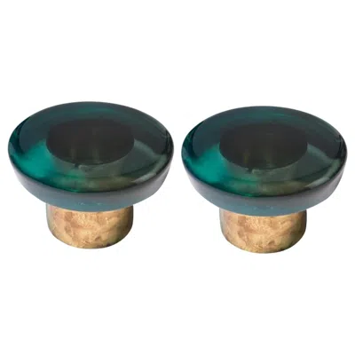 Pre-owned Draga & Aurel Set Of 2 Jade Coffee Tables By  In Green