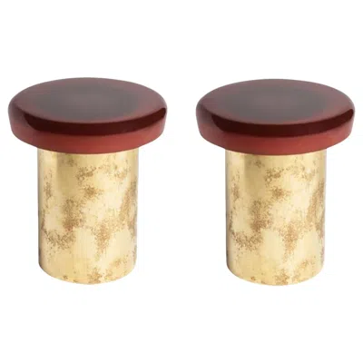 Pre-owned Draga & Aurel Set Of 2 Jade Stools By  In Green