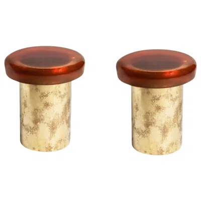 Pre-owned Draga & Aurel Set Of 2 Jade Stools By  In Green