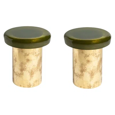 Pre-owned Draga & Aurel Set Of 2 Jade Stools By  In Green