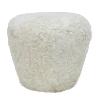 Pre-owned Draga & Aurel Swivel Pouf Fiberglass By Draga&aurel, Alpaca Fur, And Brass 21st Century In Gray