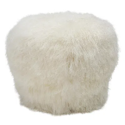 Pre-owned Draga & Aurel Swivel Pouf Fiberglass By Draga&aurel, Mongolia Fur, And Brass 21st Century In Sand