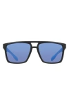 Dragon 57mm Navigator Sunglasses In Matte Black/blue Mirror