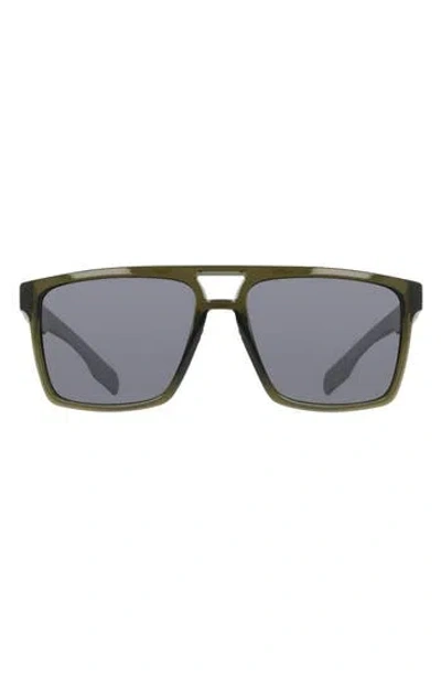 Dragon 57mm Navigator Sunglasses In Olive Green/silver Flash