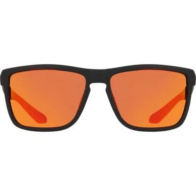 Dragon 58mm Rectangular Sunglasses In Matte Black/ Red Mirror
