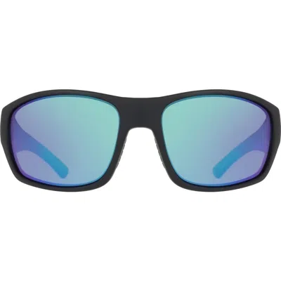 Dragon 64mm Oversize Rectangular Sunglasses In Matte Black/ Green Mirror