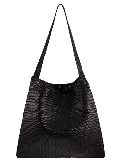 Dragon Ars Tote - Woven Buffalo Calfskin Bag In Black