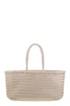 Dragon Bamboo Triple Jump Big Woven Leather Bag In Neutral
