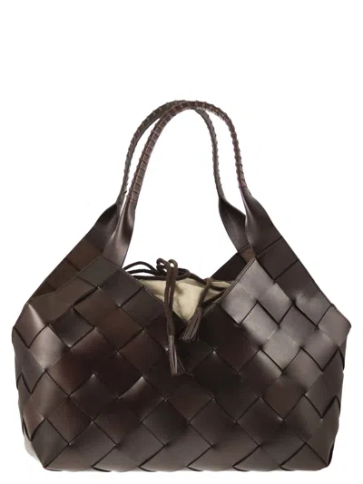 Dragon Castello - Braided Leather Bag In Black