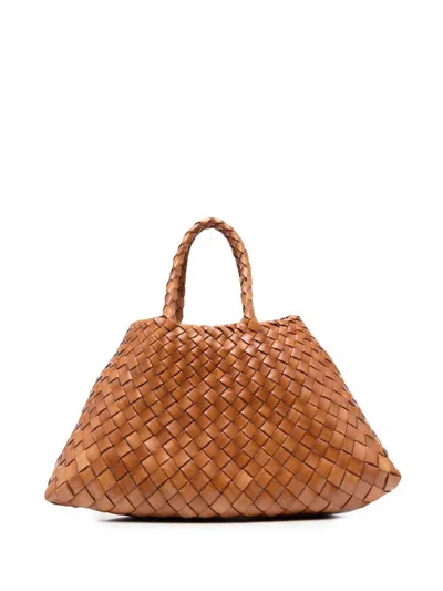 Dragon Diffusion 20 Cm Mini Leather Tote Bag With Double Top Handles In Brown