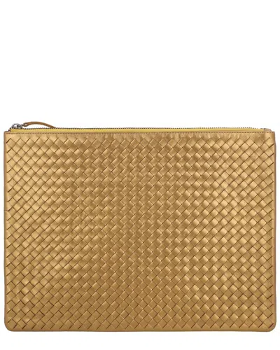 Dragon Diffusion A4 Leather Pochette In Gold