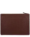 Dragon Diffusion Rectangular Clutch Bag Woven Texture Smooth Finish In Brown