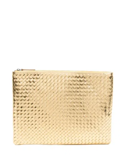 Dragon Diffusion A4 Woven Clutch Bag In Gold