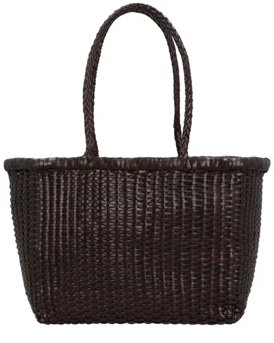 Dragon Diffusion B Weave Small Leather Shoulder Bag In Brown