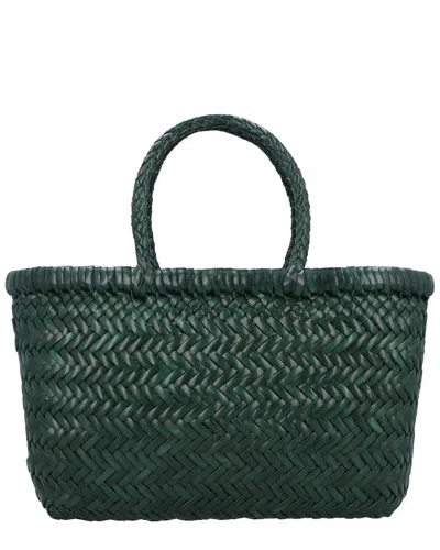 Dragon Diffusion B Weave Small Leather Top Handle Bag In Green