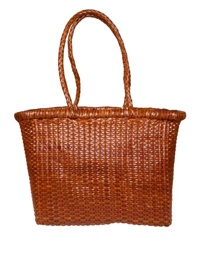 Dragon Diffusion B Weave Small Woven Leather Tote In Brown