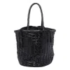 Dragon Diffusion Woven Texture Bucket Bag With Tassel Detail In Black