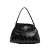 Dragon Diffusion Braided Leather Beach Bag In Black