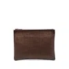 Dragon Diffusion Woven Leather Clutch Bag In Brown