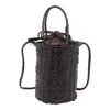 Dragon Diffusion Cylindrical Woven Dual Handles Shoulder Bag In Black