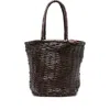 Dragon Diffusion Woven-leather Bucket Bag In Brown