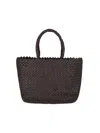 Dragon Diffusion Woven Tote Bag With Dual Handles And Strap In Brown