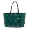 Dragon Diffusion Box Weave Basket Tote In Green Leather In Green