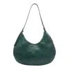 Dragon Diffusion Curved Woven Texture Shoulder Bag In Green