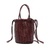 Dragon Diffusion Braided Leather Bucket Bag In Red