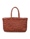 Dragon Diffusion Mini Flat Gora Woven-leather Tote Bag In Brown