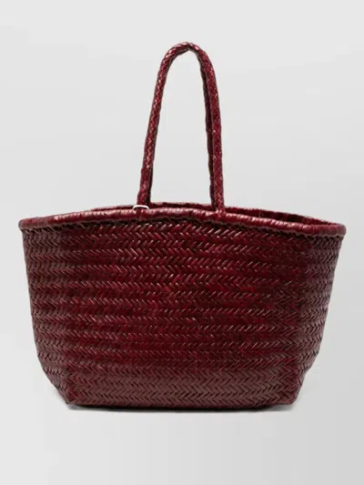 Dragon Diffusion Bamboo Triple Jump Big Leather Beach Bag In Burgundy