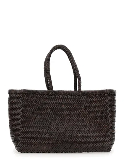 Dragon Diffusion 'bamboo Triple Jump' Brown Tote Bag In Woven Leather Woman