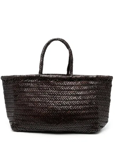Dragon Diffusion Bamboo Triple Jump Design Basket Bag In Brown