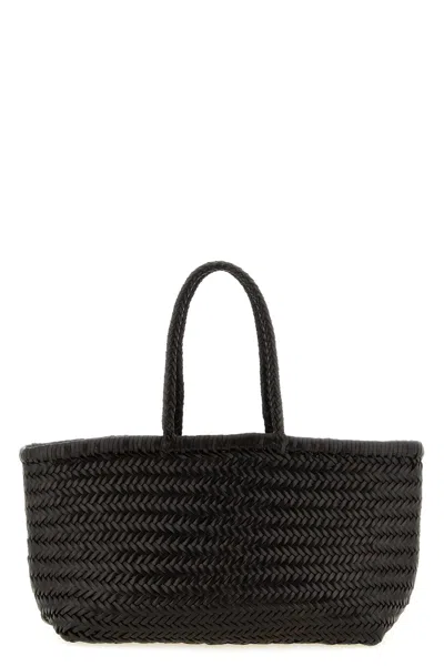 Dragon Diffusion Big Bamboo Triple Jump Woven Leather Shoulder Bag In Black