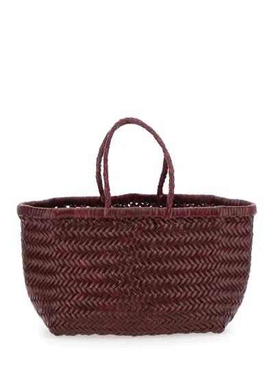 Dragon Diffusion Bamboo Triple Jump Small 3x Jump Design Basket  40x19x15 Cm In Red