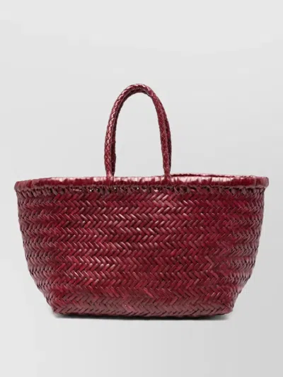 Dragon Diffusion Bamboo Triple Jump Small Silk Nylon Basket Bag In Burgundy
