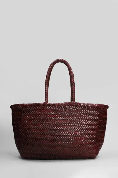Dragon Diffusion Bamboo Triple Jump Tote In Bordeaux Leather In Burgundy