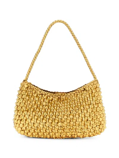 Dragon Diffusion Basil Cactus Braided Leather Shoulder Bag In Yellow