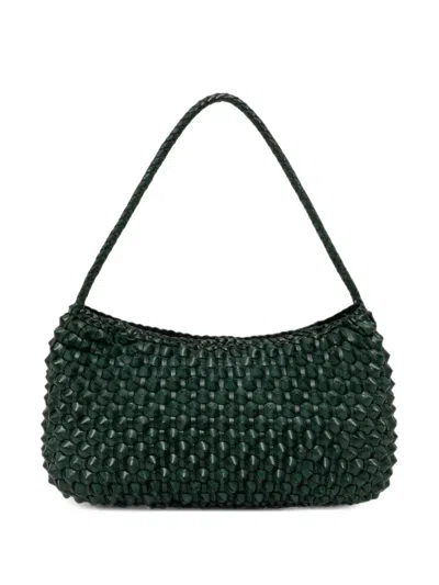 Dragon Diffusion Basil Cactus Woven-leather Shoulder Bag In Green
