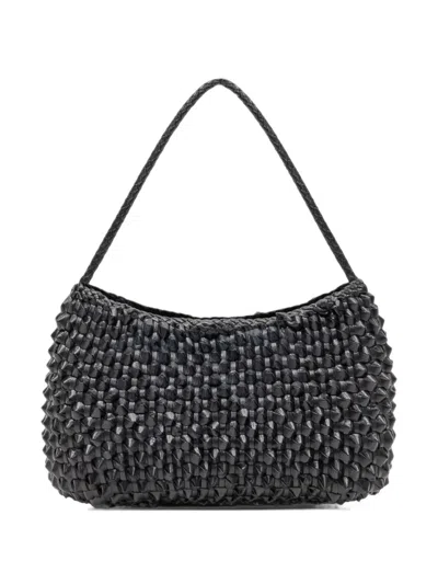 Dragon Diffusion Basil Woven Leather Tote Bag In Black