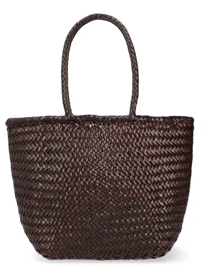 Dragon Diffusion Basket-style Handbag In Rich Dark Brown Leather