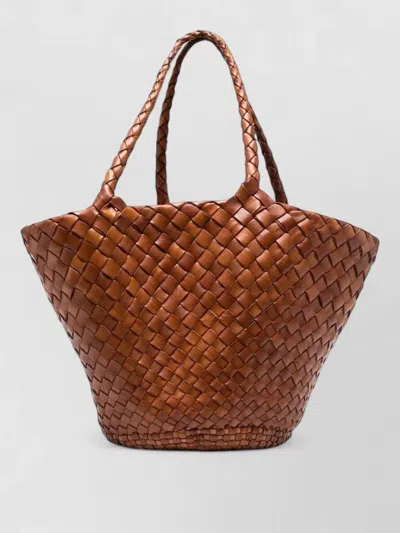 Dragon Diffusion Beach Bag Shopper Top Handles Woven Design In Brown
